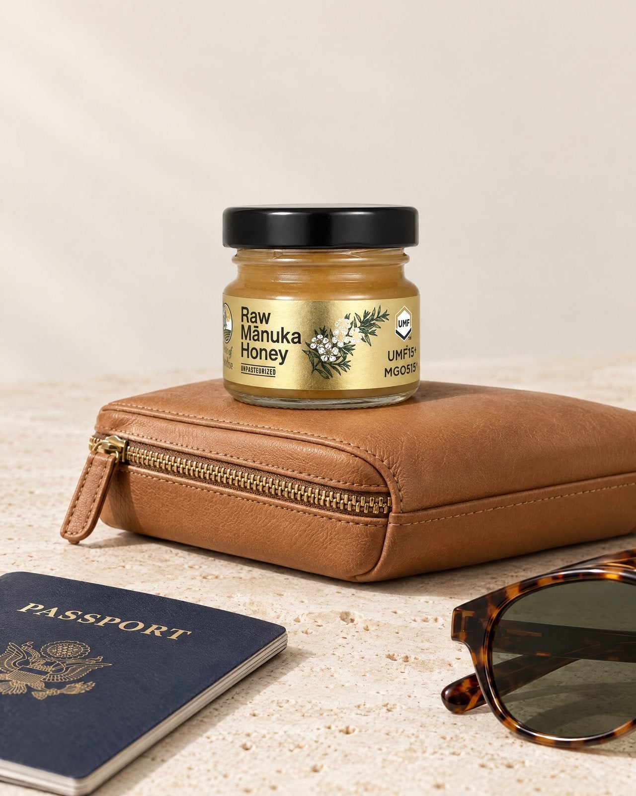 The 30g mānuka travel jar with a passport